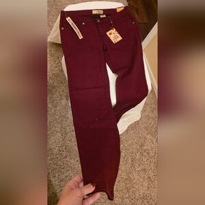 Hybrid & Company Women's Dark Red Skinny Jeans